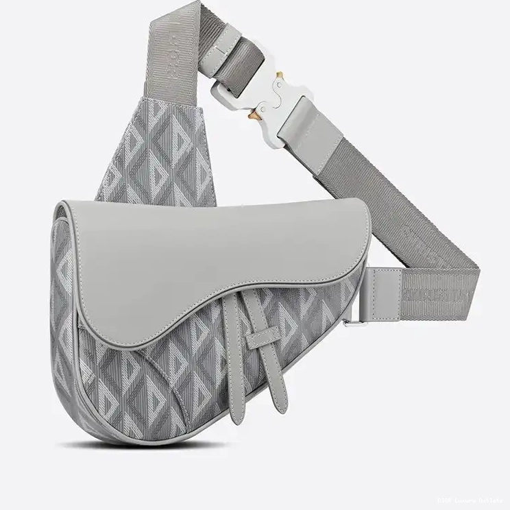 Cheap Crossbody Saddle Motif Dior CD Diamond Canvas Grey 0614 Luxury